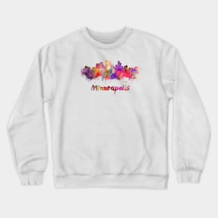 Minneapolis skyline in watercolor Crewneck Sweatshirt